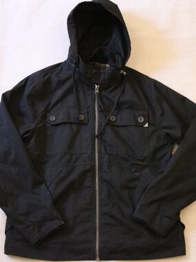 Lost Black Hooded Jacket Men's Size XL Full Zip Plaid Flannel Lined Cotton Blend
